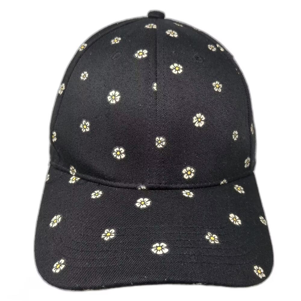 Art Class Snapback Black Yellow Hat OS Daisy Floral Print Polyester Cap